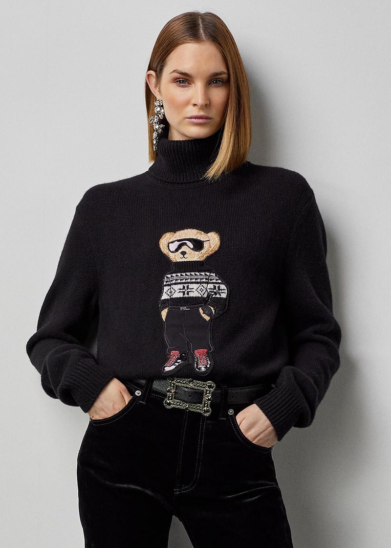 ラルフ ローレン セーター レディース 黒 Nordic Ski ポロベア Roll Neck OTFDP0985